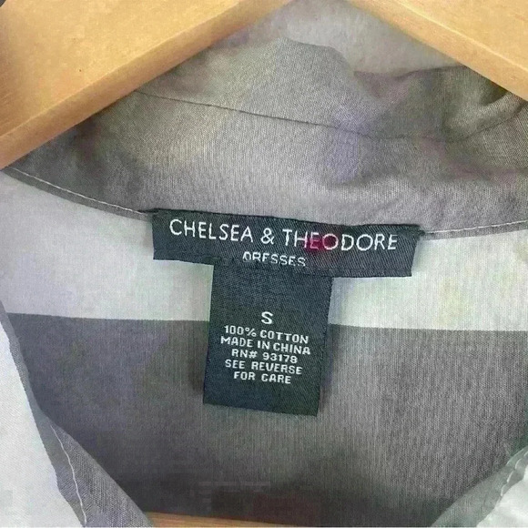 Chelsea & Theodore Women's Grey‎ White Striped Button Up T Shirt Dress Size S - Picture 5 of 13